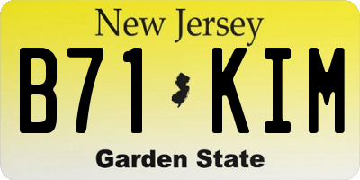 NJ license plate B71KIM