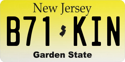 NJ license plate B71KIN