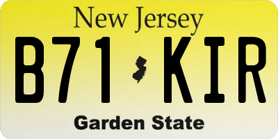 NJ license plate B71KIR
