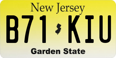 NJ license plate B71KIU