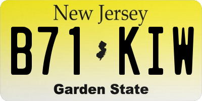 NJ license plate B71KIW