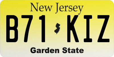 NJ license plate B71KIZ
