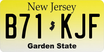 NJ license plate B71KJF