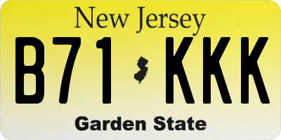 NJ license plate B71KKK