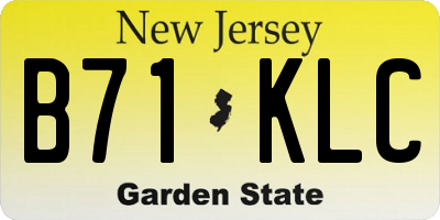 NJ license plate B71KLC
