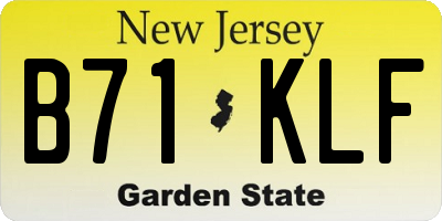 NJ license plate B71KLF