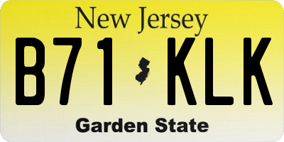 NJ license plate B71KLK
