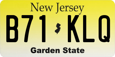 NJ license plate B71KLQ