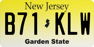 NJ license plate B71KLW