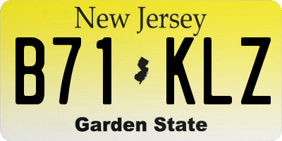 NJ license plate B71KLZ
