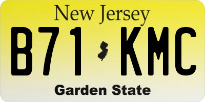 NJ license plate B71KMC