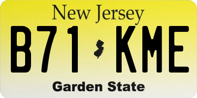 NJ license plate B71KME