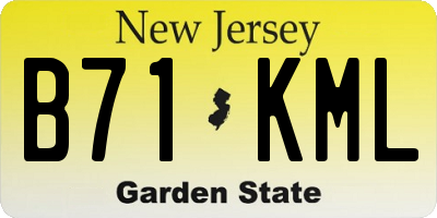 NJ license plate B71KML