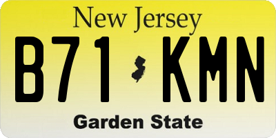 NJ license plate B71KMN