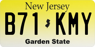 NJ license plate B71KMY