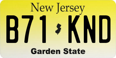 NJ license plate B71KND