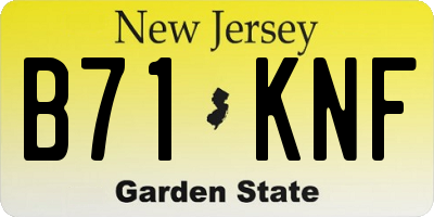NJ license plate B71KNF
