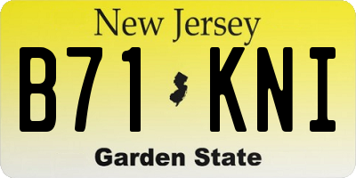 NJ license plate B71KNI