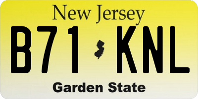 NJ license plate B71KNL