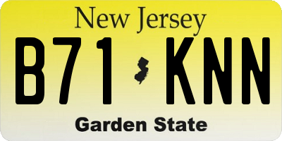 NJ license plate B71KNN