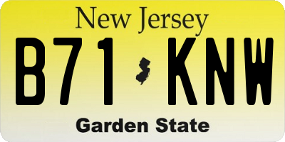 NJ license plate B71KNW