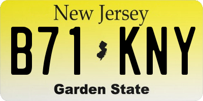 NJ license plate B71KNY