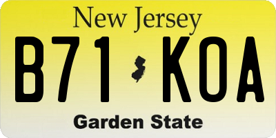 NJ license plate B71KOA
