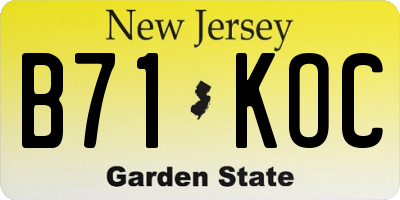 NJ license plate B71KOC