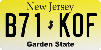 NJ license plate B71KOF
