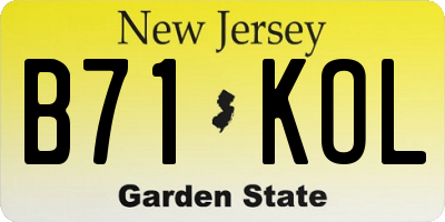 NJ license plate B71KOL