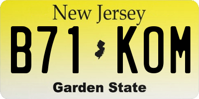 NJ license plate B71KOM