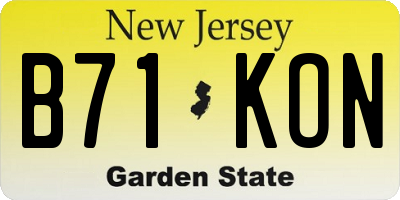 NJ license plate B71KON