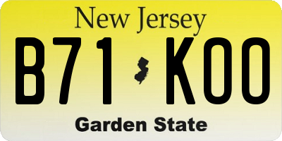 NJ license plate B71KOO