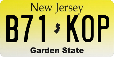 NJ license plate B71KOP