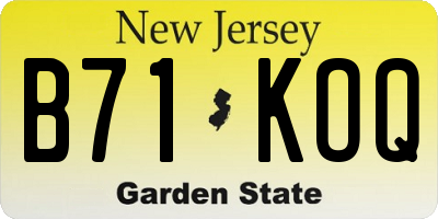 NJ license plate B71KOQ