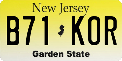 NJ license plate B71KOR