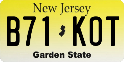 NJ license plate B71KOT