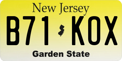 NJ license plate B71KOX