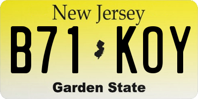 NJ license plate B71KOY