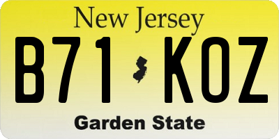 NJ license plate B71KOZ