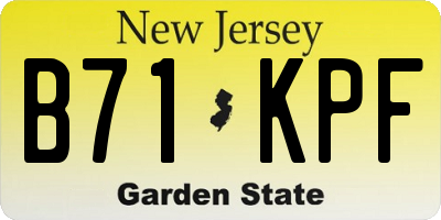 NJ license plate B71KPF