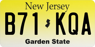 NJ license plate B71KQA