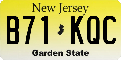 NJ license plate B71KQC