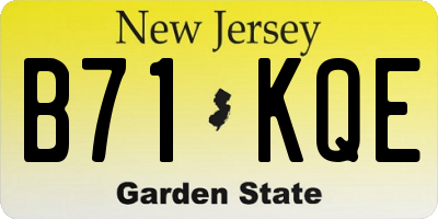 NJ license plate B71KQE