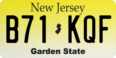 NJ license plate B71KQF