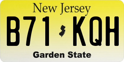 NJ license plate B71KQH