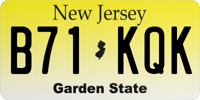 NJ license plate B71KQK