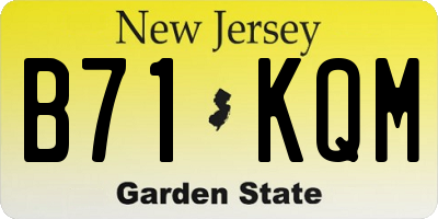 NJ license plate B71KQM