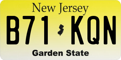 NJ license plate B71KQN