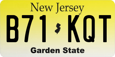 NJ license plate B71KQT